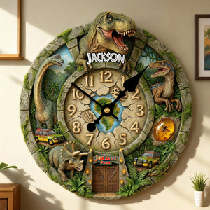 Prehistoric World Clock - Personalized Gifts For Kids 02humg170126-Homacus
