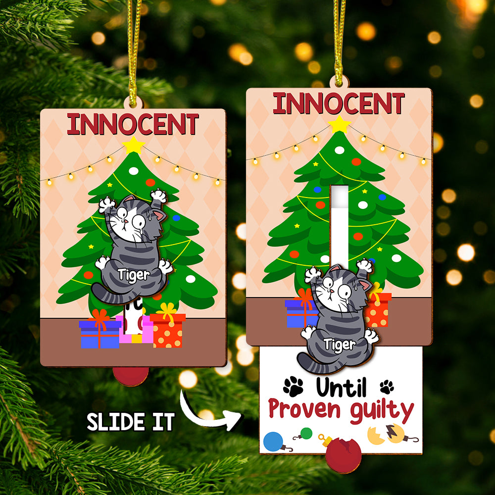 Personalized Gifts For Cat Lovers Wooden Slider Ornament Innocent Until Proven Guilty 02qhtn211024-Homacus