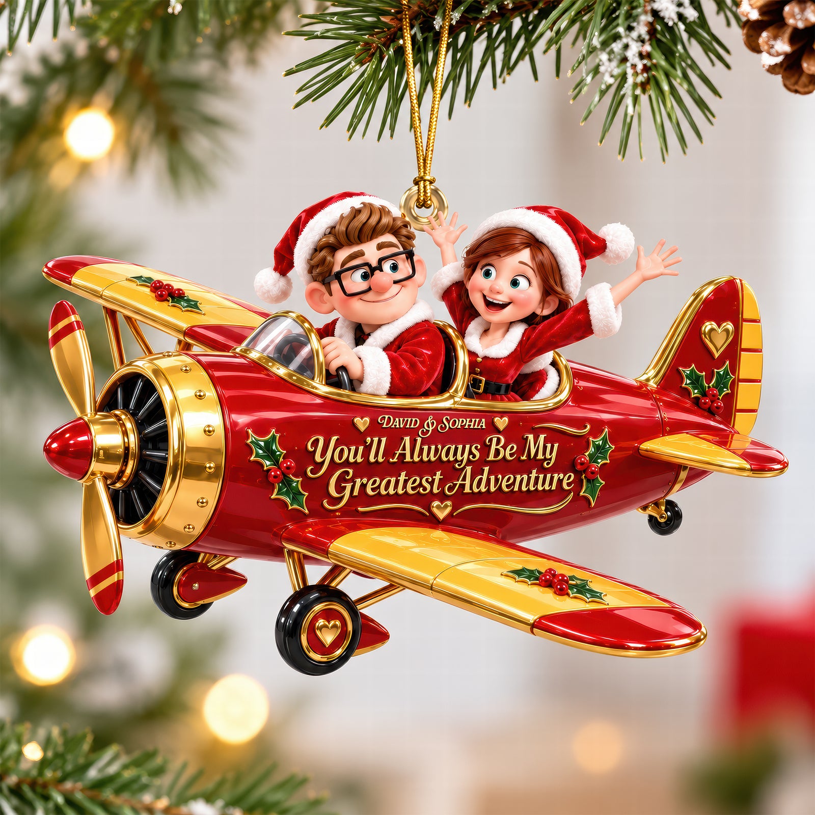 Cute Adventurous Couple Acrylic Ornament - Personalized Christmas Gifts For Couples 08tyqn210926-Homacus
