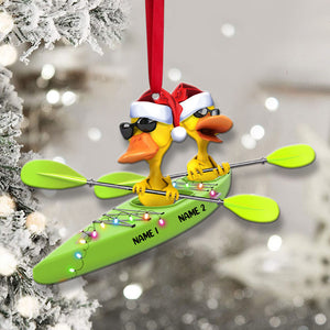 Kayaking Yellow Ducks - Personalized Christmas Ornament - Gifts for Kayaking Lovers-Homacus