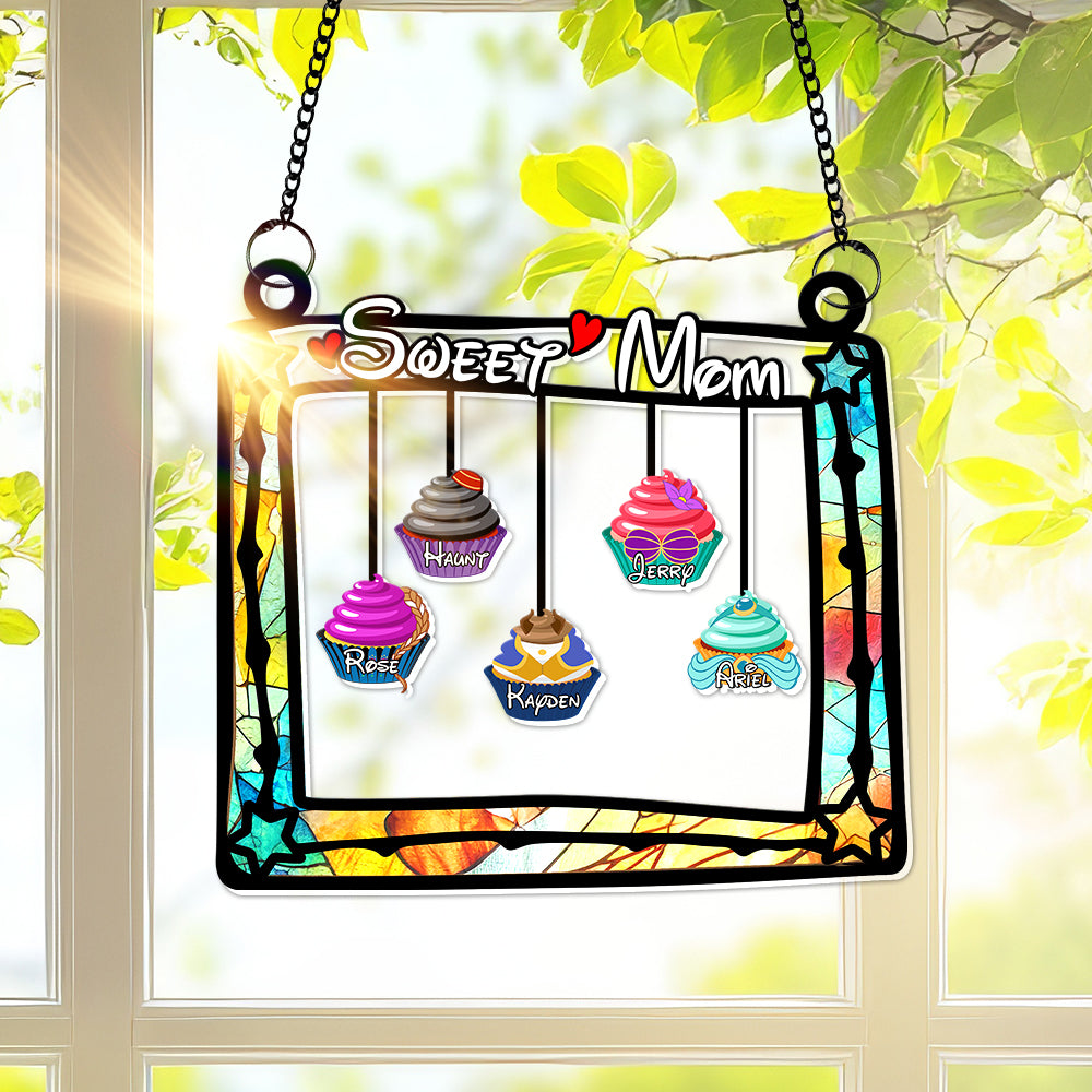 Personalized Gifts For Mom Window Hanging Suncatcher, Sweet Cupcakes 04OHLU190225-Homacus
