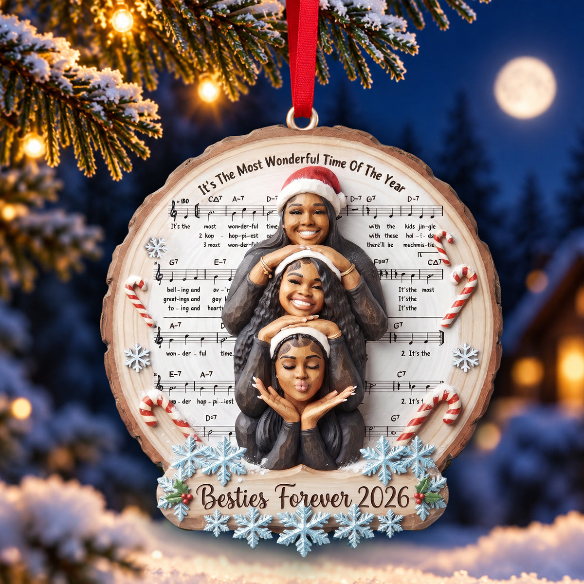 Wonderful Time With Besties Ornament - Custom Photo Christmas Gifts For Friends 01hulu171026-Homacus