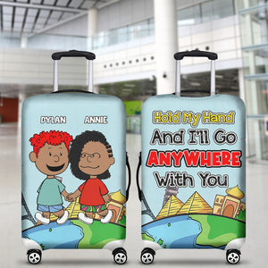 Personalized Gifts For Couple Luggage Cover Holding Hand Cartoon Couple 02XQLU261224HH-Homacus