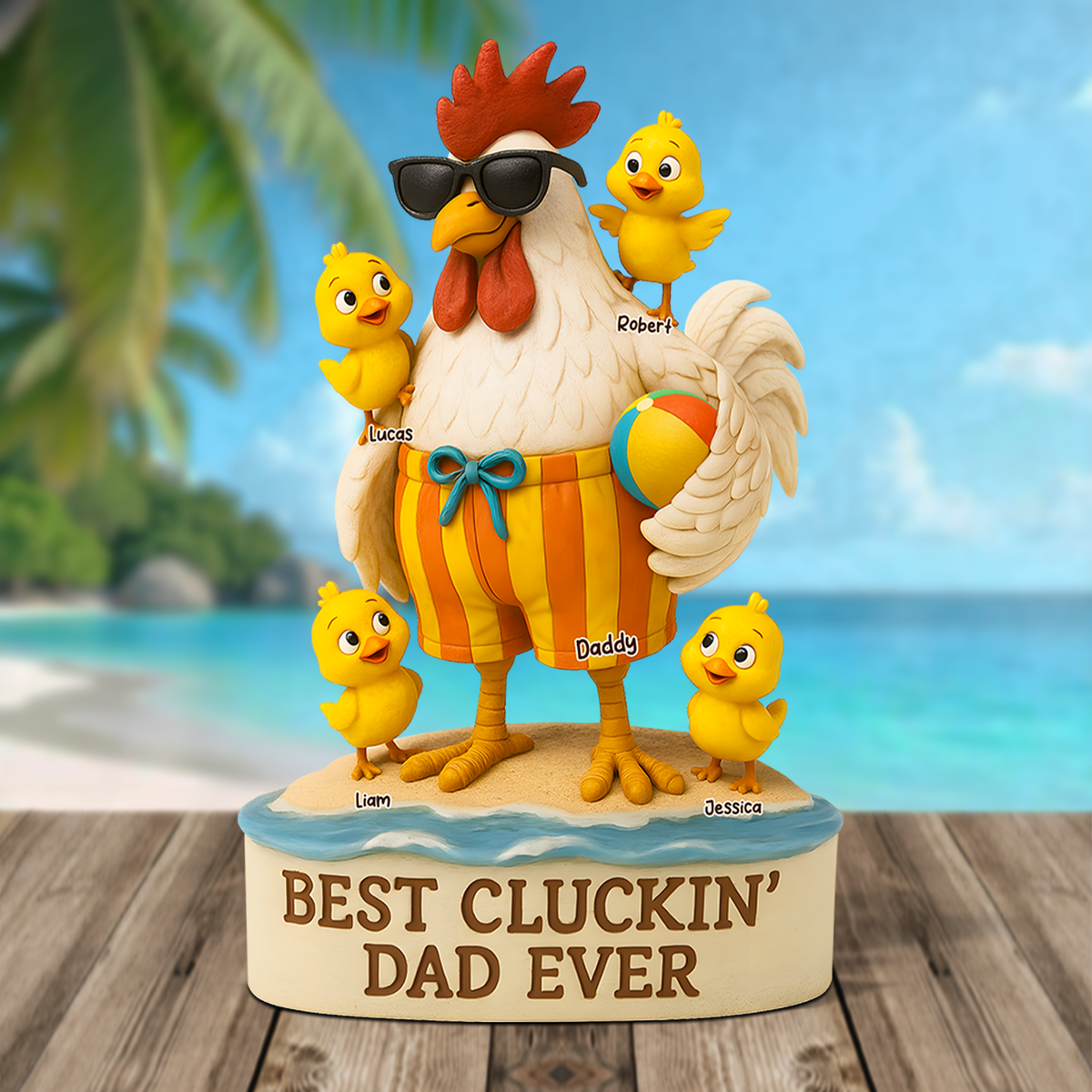 Rooster Dad Plaque - Personalized Gifts For Dad 03qhpu140525-Homacus