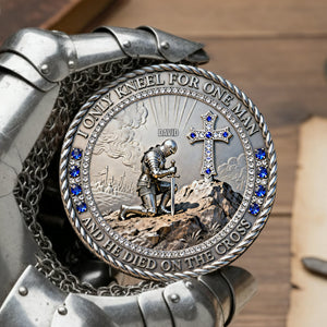 Knight Templar Kneeling Before A Cross Printed Metal Coin - Personalized Gifts For Christians 01kilu270226-Homacus