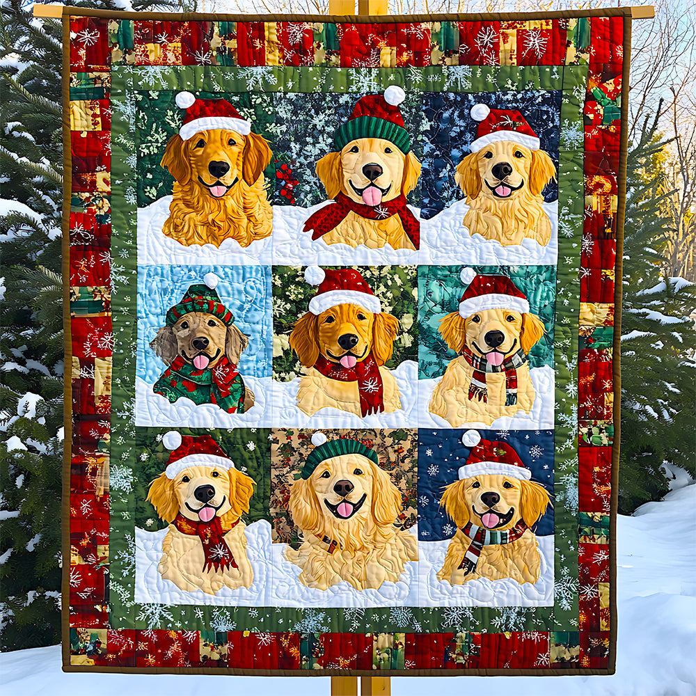 Golden Retriever Dog Christmas Quilt Bed Set Gifts For Dog Lovers 06HUDT041124-Homacus