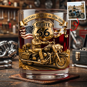 100 Years Of Route 66 Custom Photo Round Glass - Personalized Gifts For Biker 04natn080626-Homacus