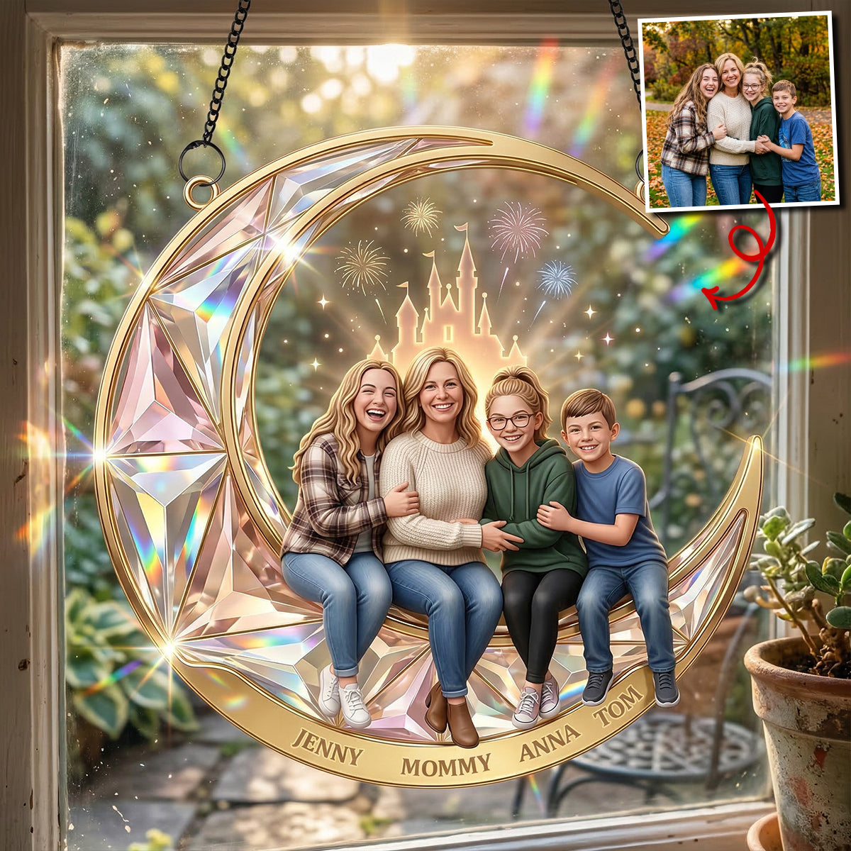 Custom Photo Family suncatcher - Personalized Gifts For Family Suncatcher Ornament 03NATN200326-Homacus