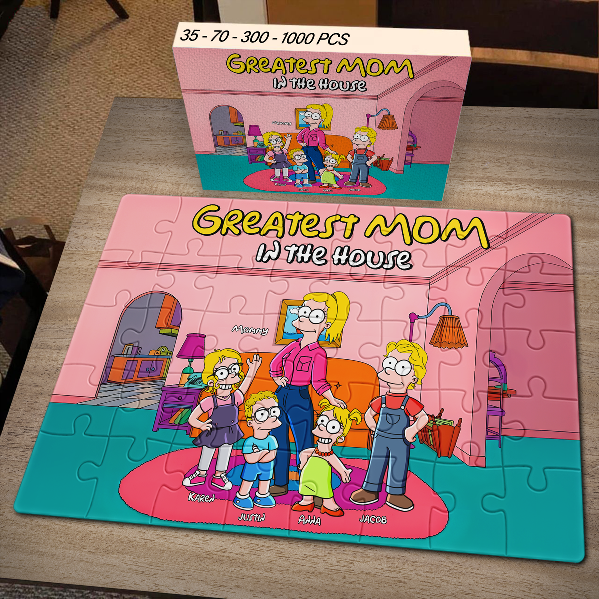 Greatest Cartoon Mom Jigsaw Puzzle - Personalized Gifts For Mom 04TOPU080425PA-Homacus