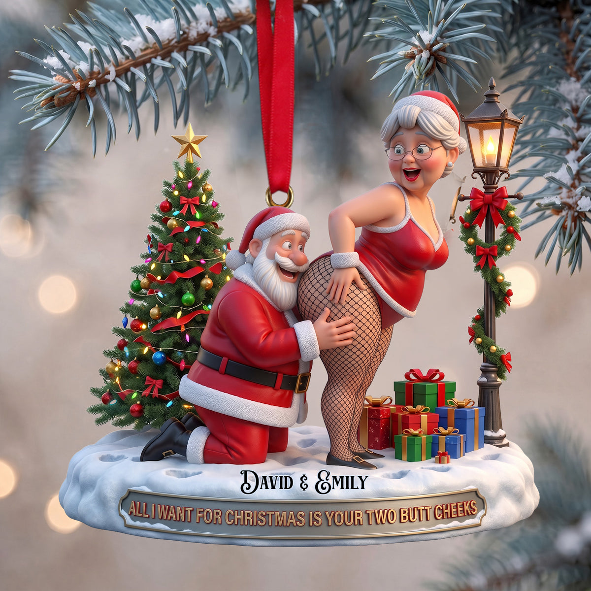 Naughty Old Couple Christmas Ornament - Personalized Gifts For Couple 07ohlu230926