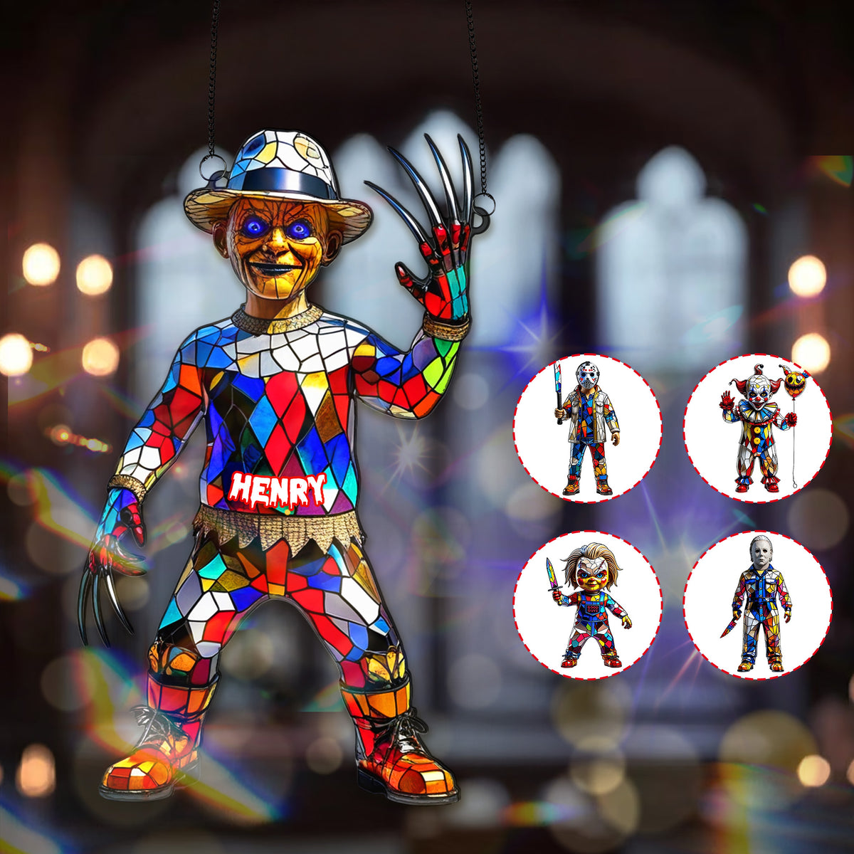 Horror Movie Halloween Suncatcher Ornament - Personalized Gifts For Halloween 01TGMG230825-Homacus