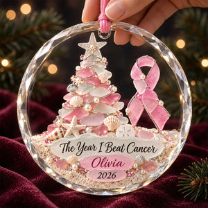 Breast Cancer Fighter Crystal Christmas Ornament, Personalized Gifts For Her 04qhdt250926