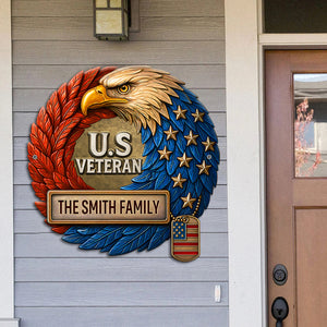 Veteran Family Metal Sign - Personalized Gifts For Family 02HULU210525-Homacus