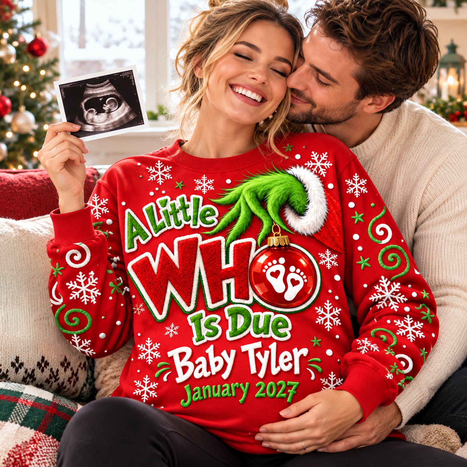 Pregnancy Christmas Sweater - Personalized Gifts For Her 02hulu161026-Homacus