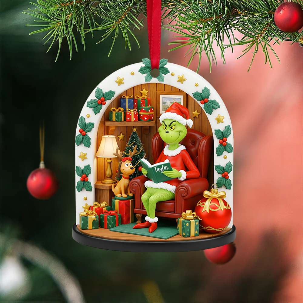 Grumpy Green Reader Ornament - Personalized Christmas Gifts For Book Lovers 04PGLU120825-Homacus