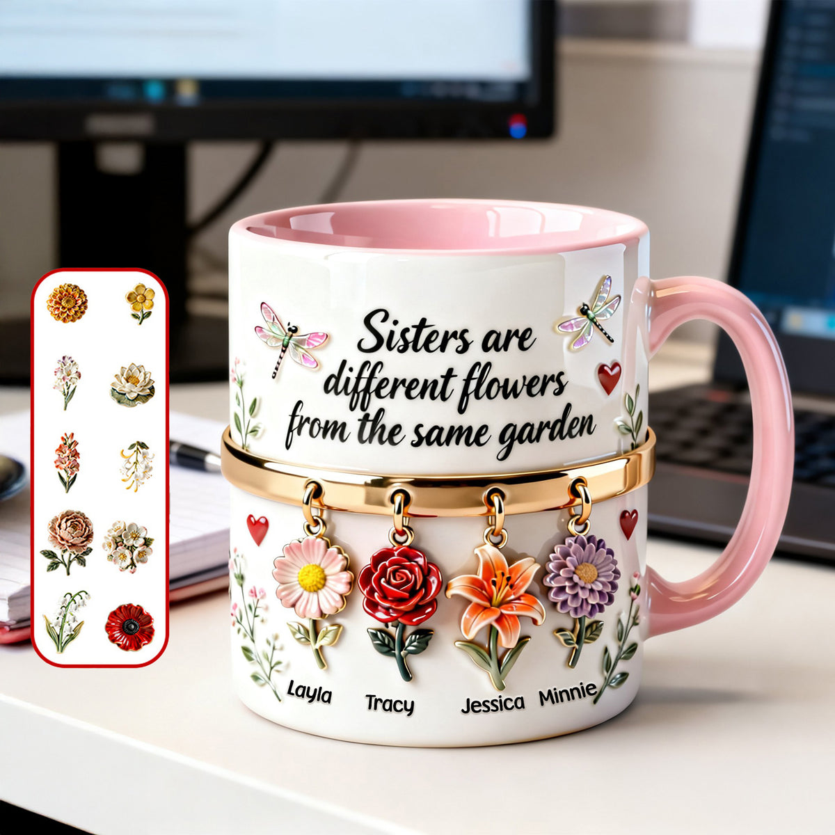 Birth Flowers Coffee Accent Mug - Personalized Gifts For Sisters 02NAMG261225-Homacus