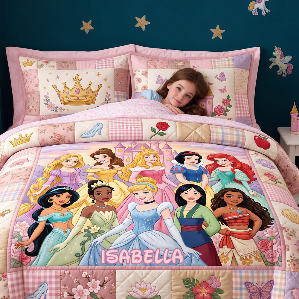Lovely Fairy Tale Princesses Quilt Bedding Set - Personalized Christmas Gifts 05nadt171026