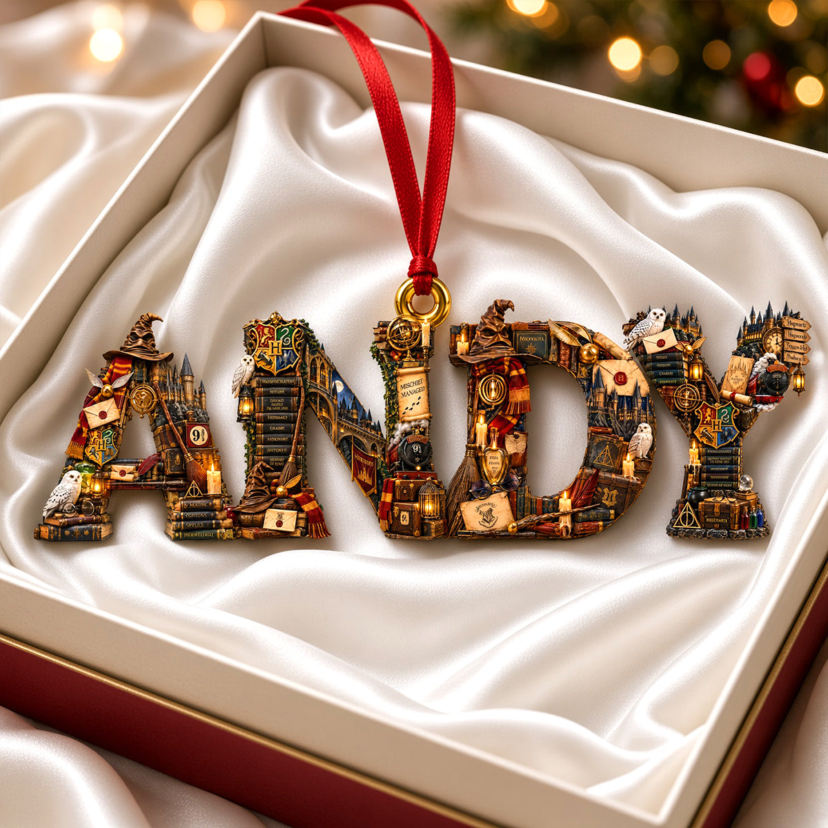Mystery Library Alphabet Custom Name Ornament - Personalized Christmas Gift 01ohdh180926