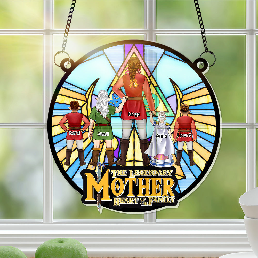 Personalized Gifts For Mom Window Hanging Suncatcher Ornament Mom & Her Little Ones 02OHLU150225HG-Homacus