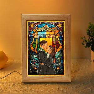 Personalized Gifts For Couple Light Frame Wizard & Witch With Stained Glass Art-Homacus