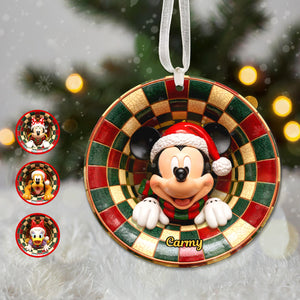 Cute Round Ceramic Ornament - Personalized Gift For Christmas Ornament 04PGMG021025-Homacus