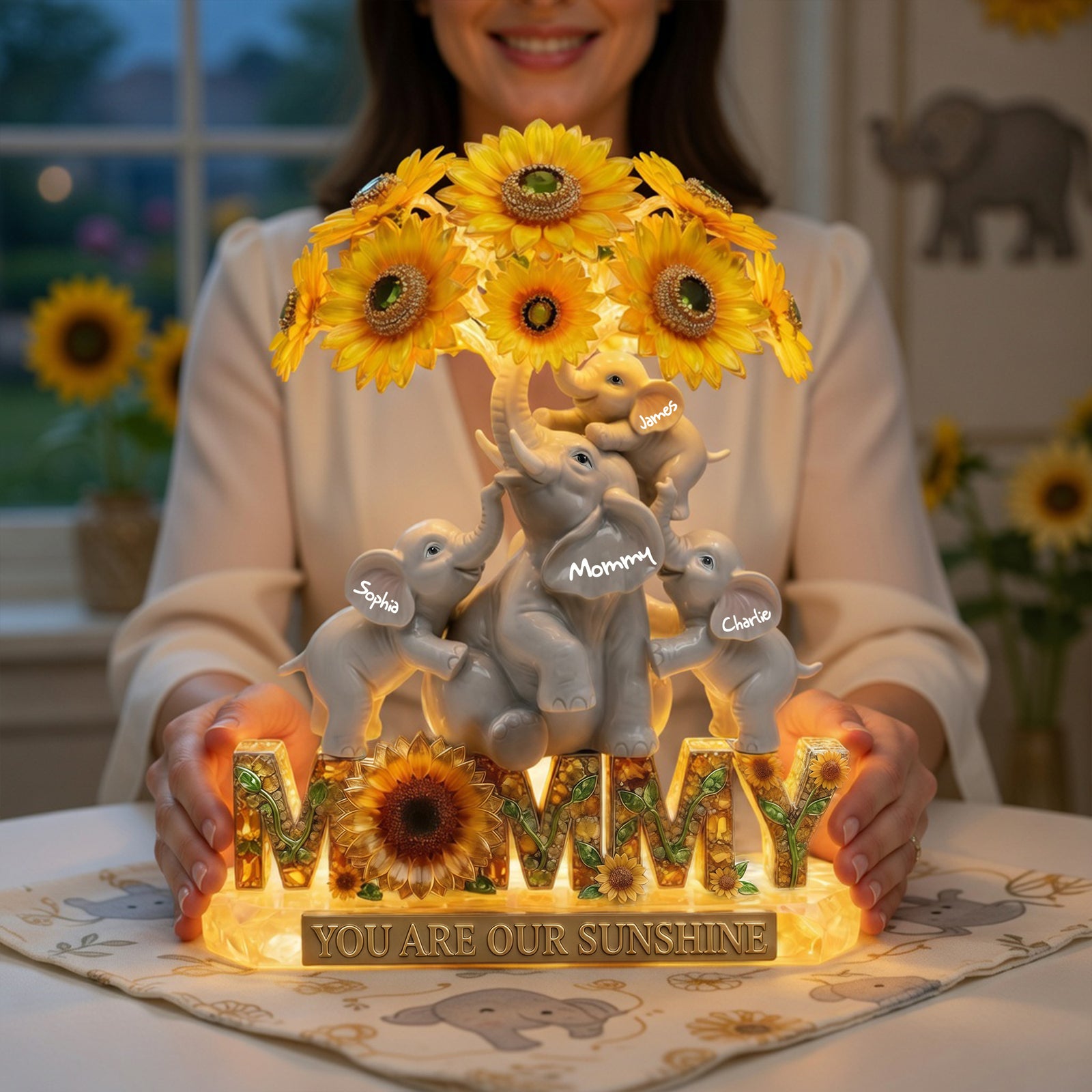 Sunshine Elephant Mom Light Box - Personalized Gift For Moms 03TYLU130426-Homacus
