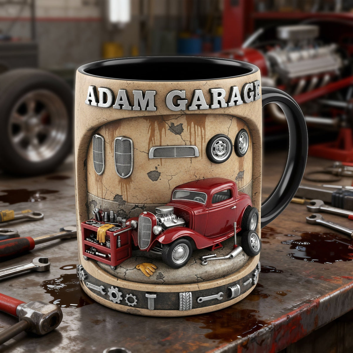 Retro Garage Hot Rod Coffee Mug - Personalized Gift For Hot Rod Lovers 05KILU090126-Homacus