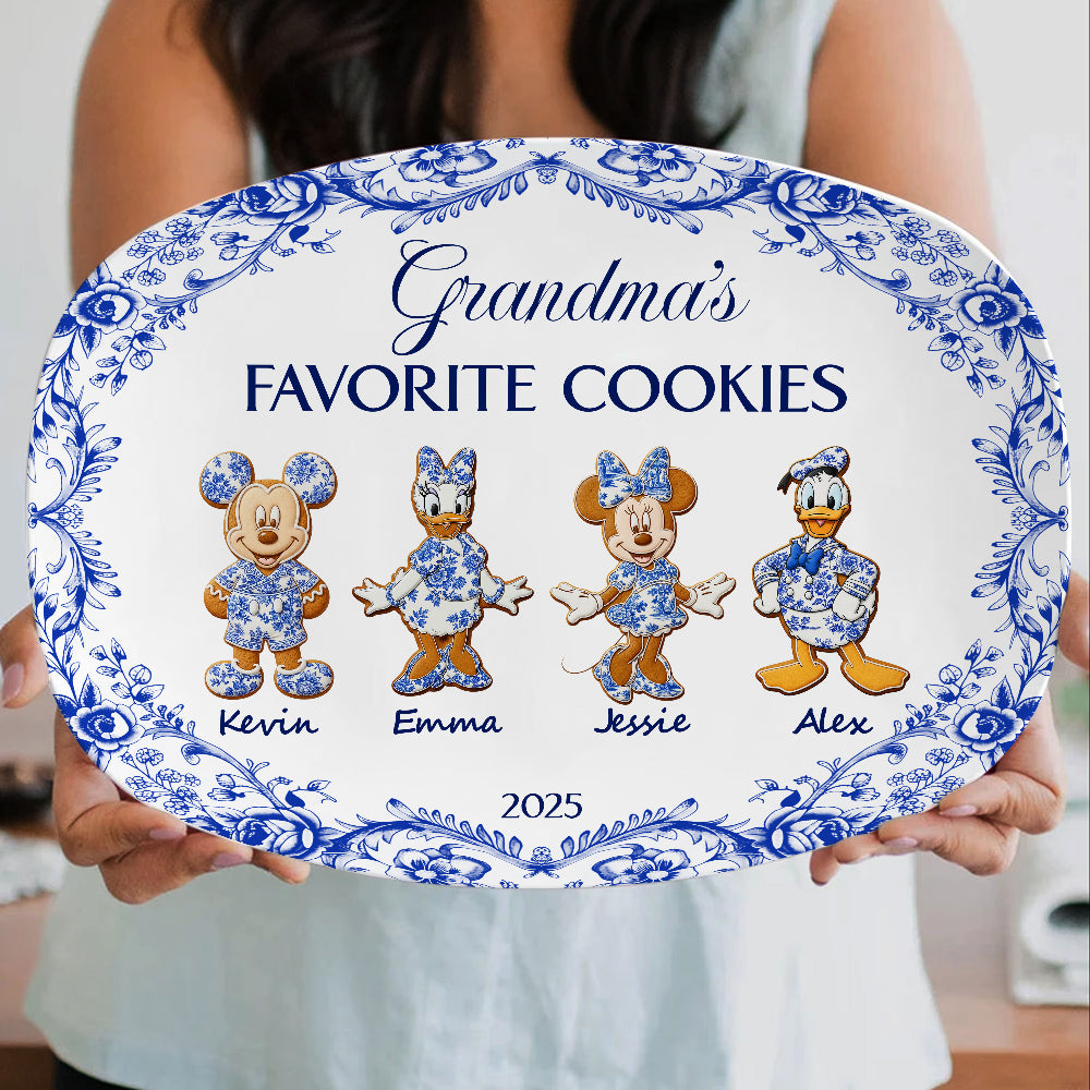 Grandma's Cookies - Personalized Christmas Gifts - Toile De Jouy Blue Floral Plate-Homacus