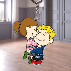 Personalized Gifts For Couple Keychain 03qhtn150724hhhg Cute Couple Embracing In Love-Homacus