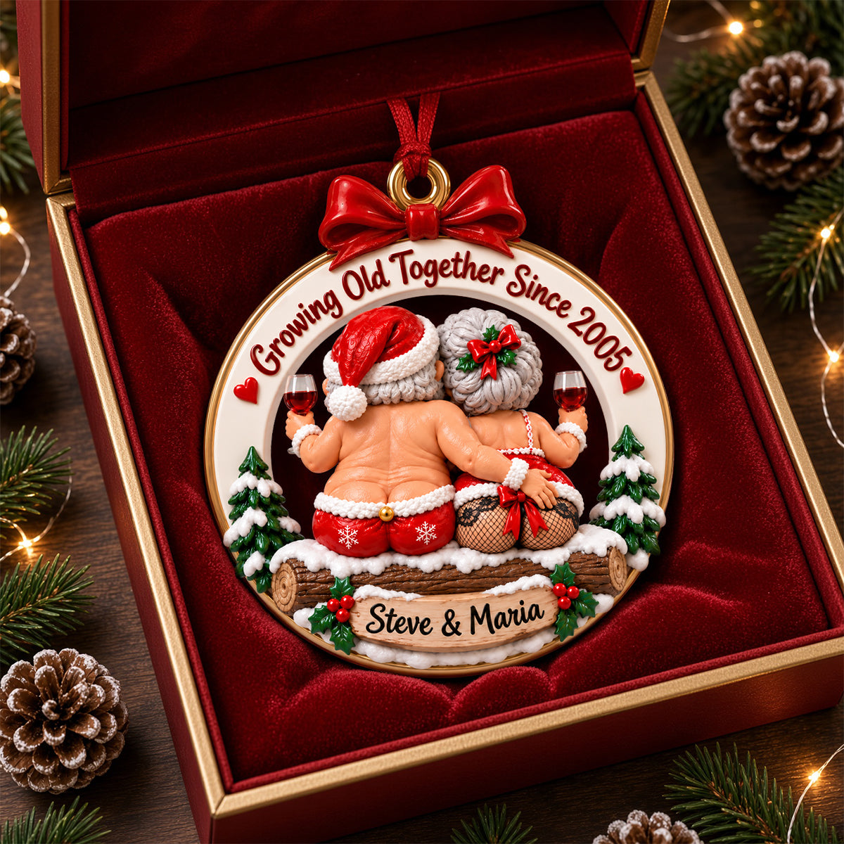 Funny Old Couple Ornament - Personalized Gifts For Couple Christmas Ornament 04TODH151026