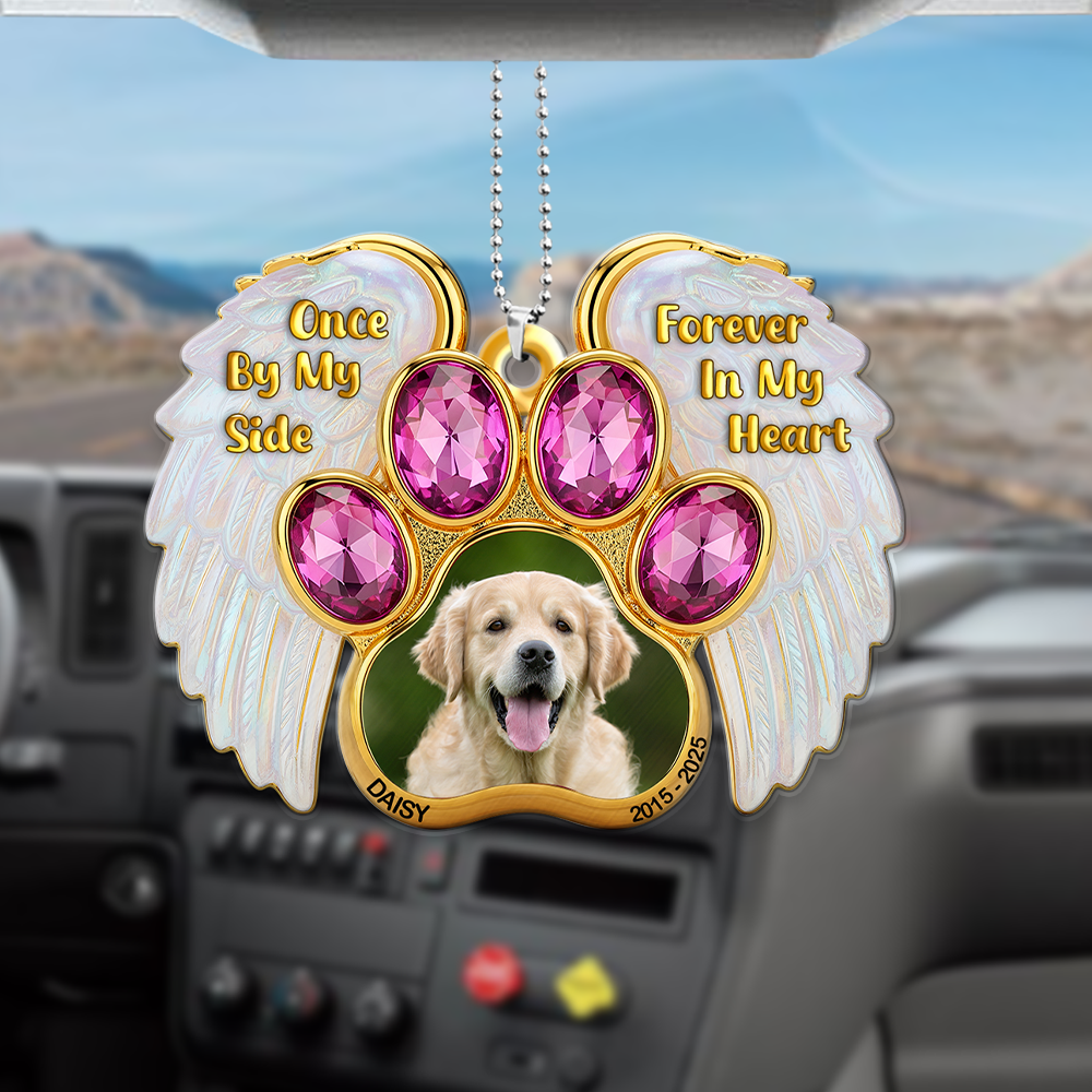 Memorial Heaven Dog Car Ornament Custom Photo Gifts For Dog Lovers 02NALU300625-Homacus
