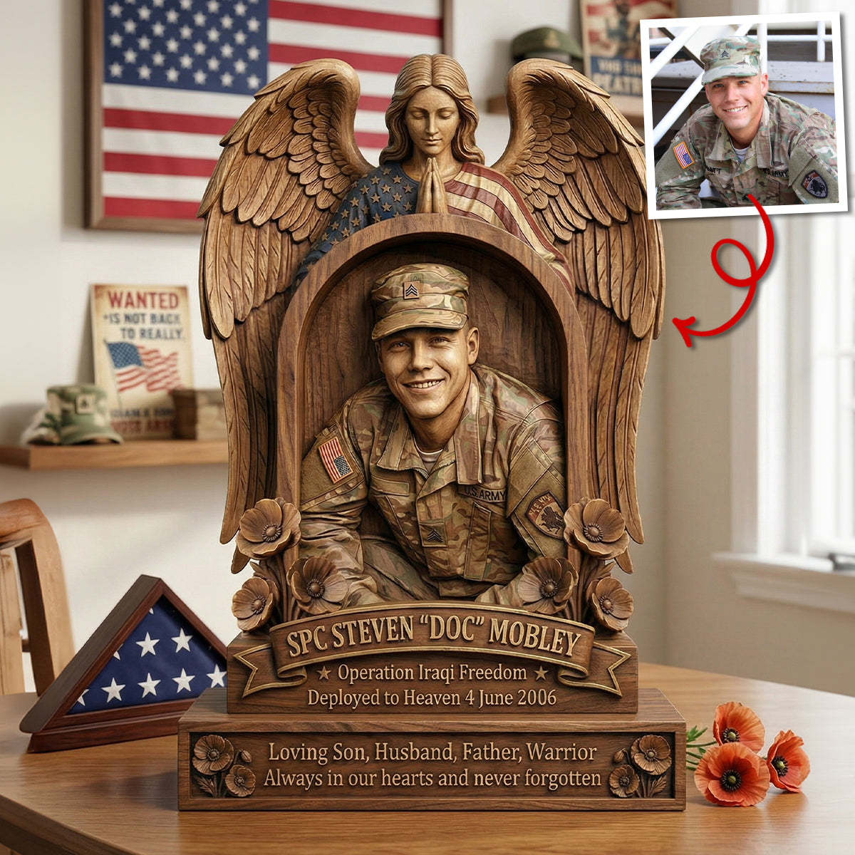 Custom Photo Military Hero Memorial Plaque, Keepsake To Remember A Veteran 02qhtn250326-Homacus