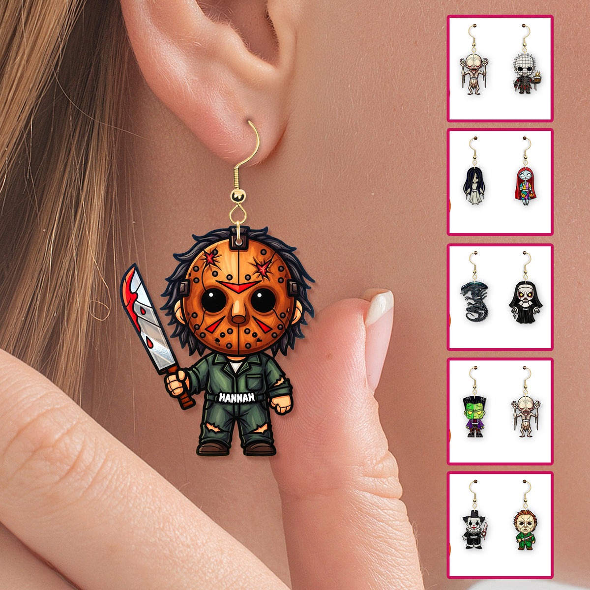 Horror Character Earrings - Personalized Gifts For Horror Lovers 03humg300725-Homacus