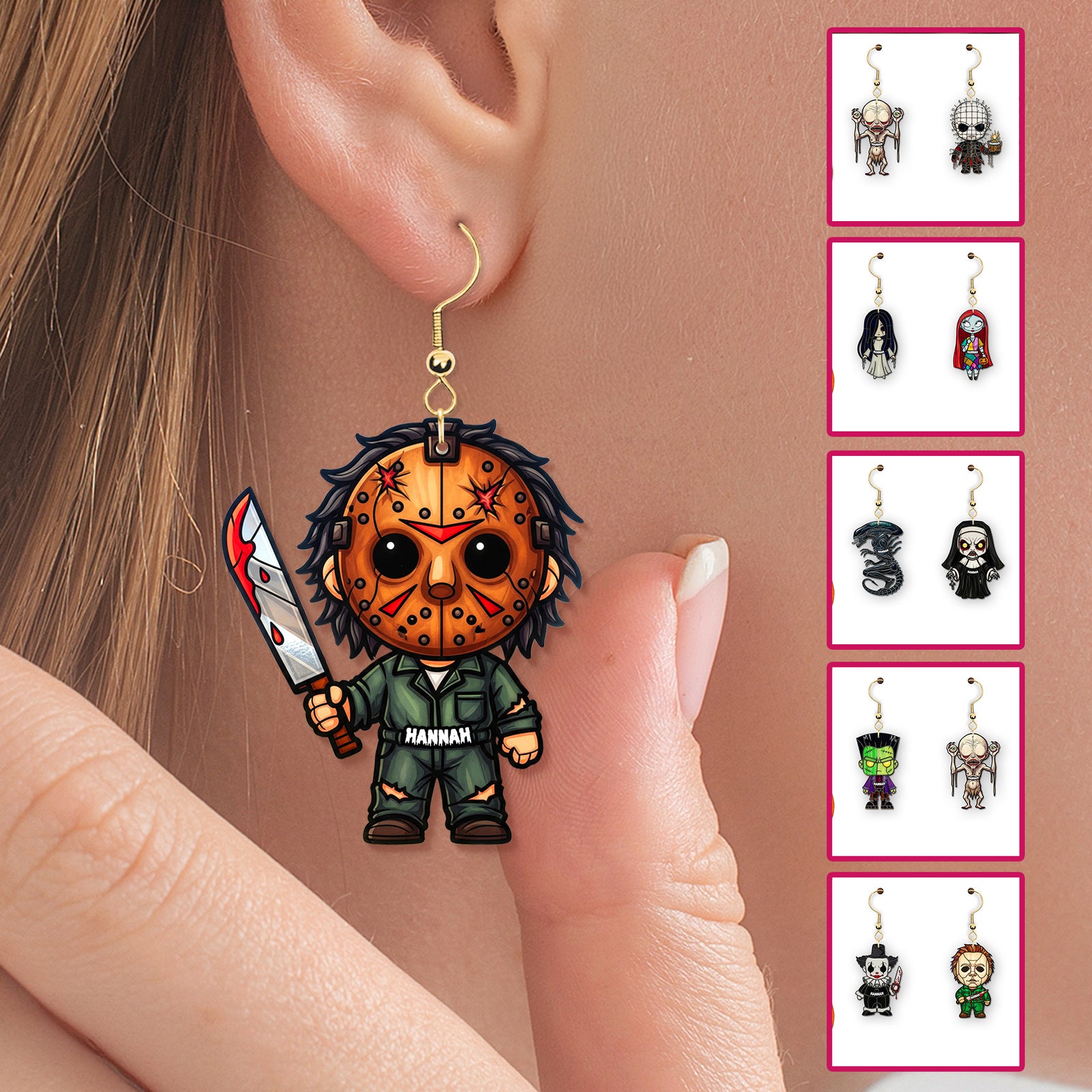 Horror Character Earrings - Personalized Gifts For Horror Lovers 03humg300725-Homacus