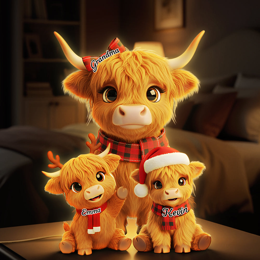 Adorable Highland Cows Acrylic Light Box - Personalized Gifts For Grandma 03NATA071125-Homacus