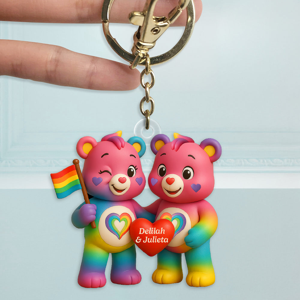 Rainbow Couple Keychain Personalized Gifts For LGBTQ+ Pride 01HUDT150525-Homacus
