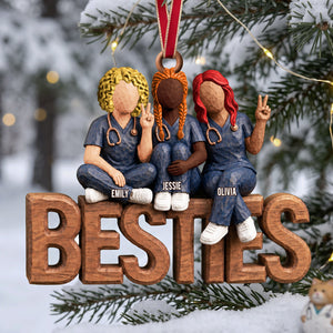 Bestie In Scrubs Wood Ornament – Personalized Gift For Nurses 03TTTA051026-Homacus