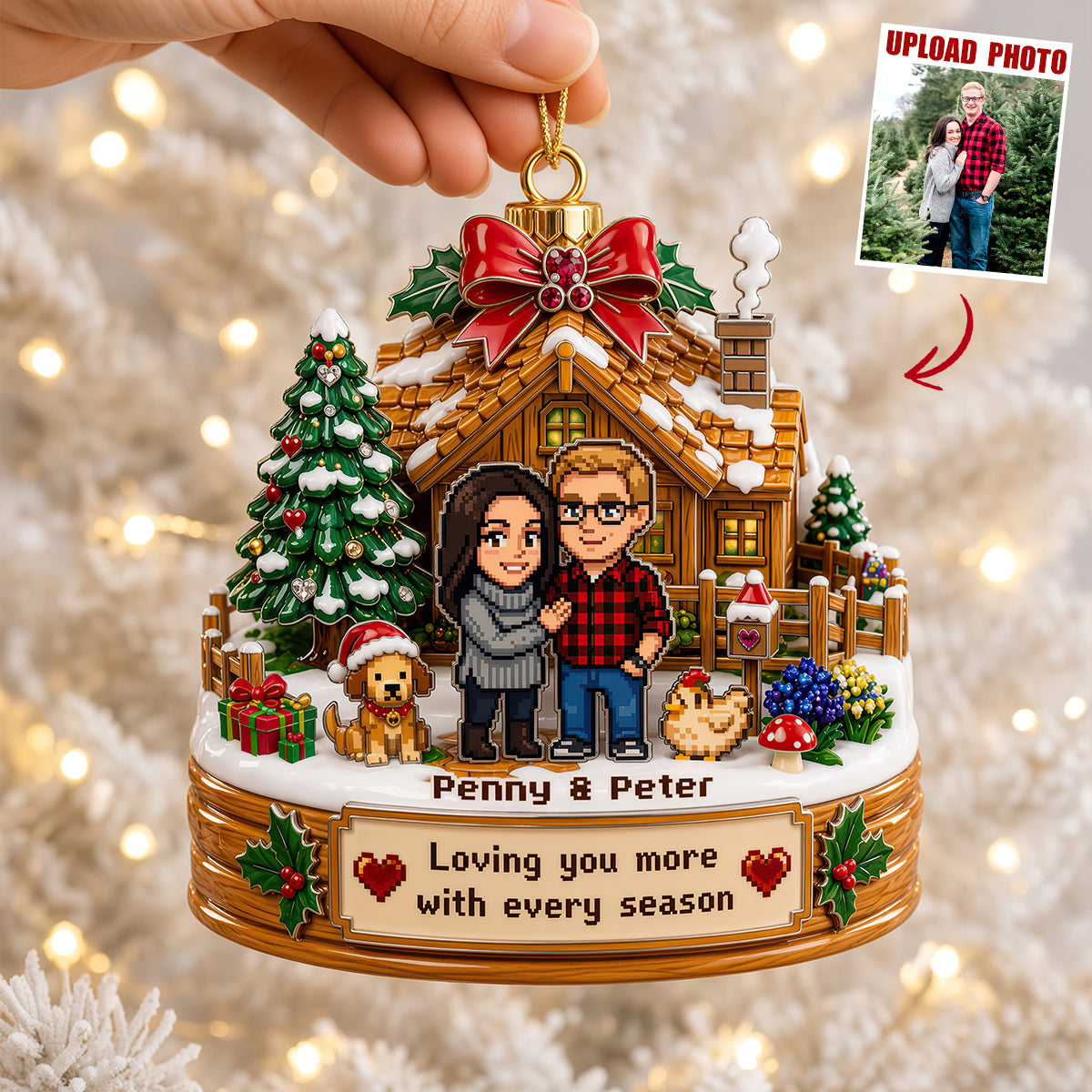 Pixel Farm Couple Acrylic Ornament - Custom Photo Christmas Gifts For Couple 04qhdt280826-Homacus