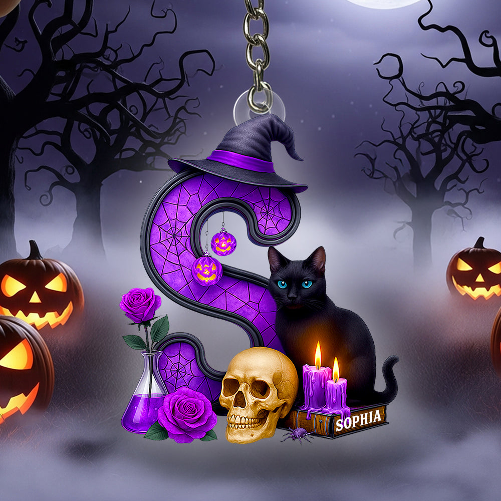 Alphabet Halloween Keychain Personalized Gifts For Cat Lovers 01PADT150825-Homacus