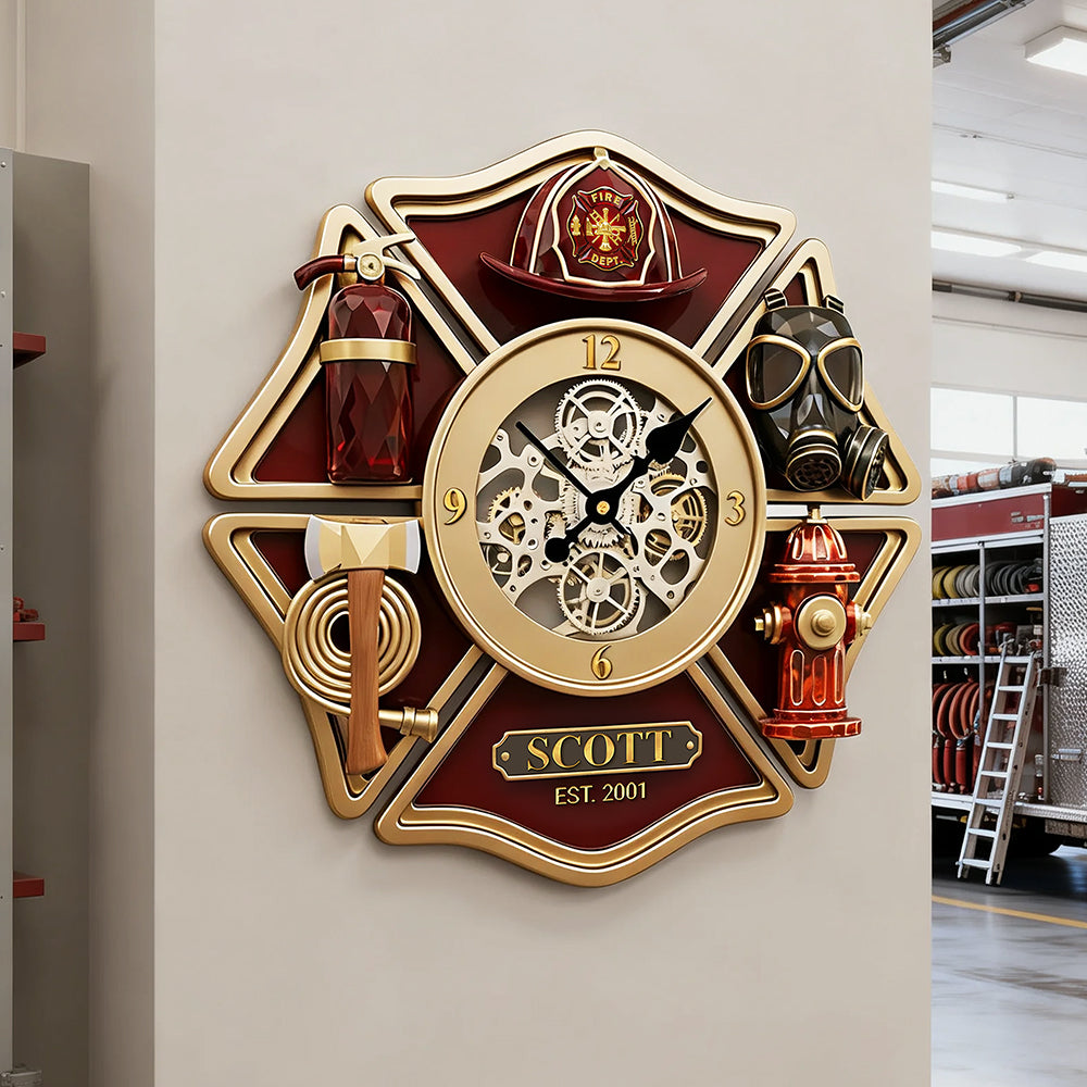 Firefighter Acrylic Hanging Wall Clock - Personalized Gifts For Firefighters 04kita311225-Homacus