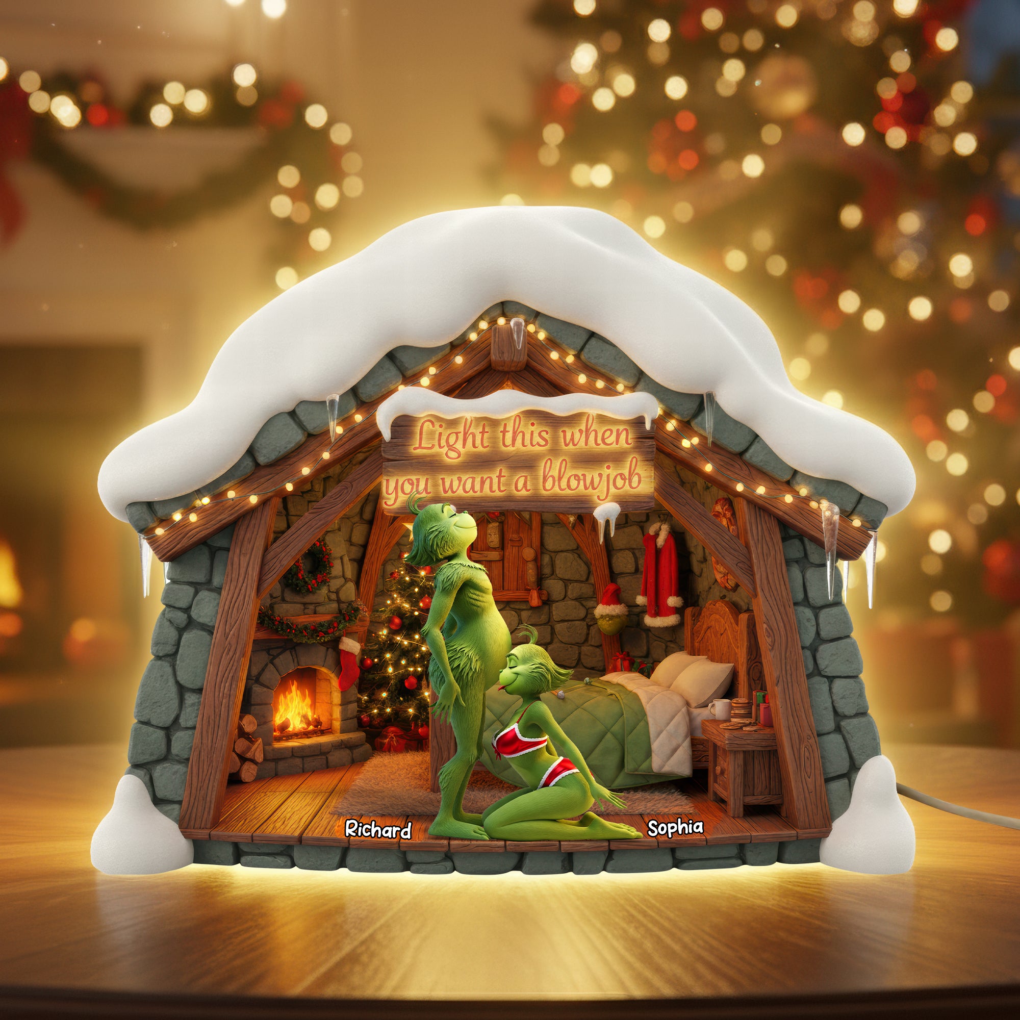 Naughty Green Monster Couple Acrylic Light Box - Personalized Gifts For Couples 03OHQN311025-Homacus