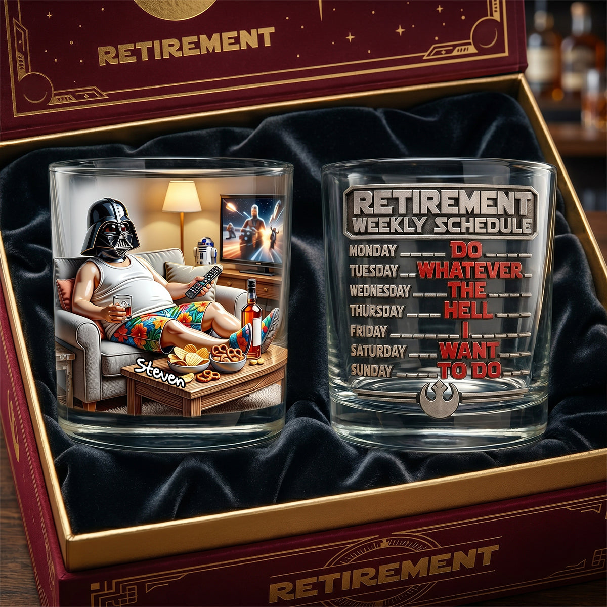 Retirement Weekly Schedule Round Glass - Personalized Retirement Gifts 04TODH110626-Homacus