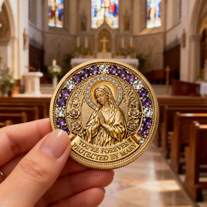 Protected By Mary - Personalized Gifts For Christian Printed Metal Coin 03NATN270226-Homacus