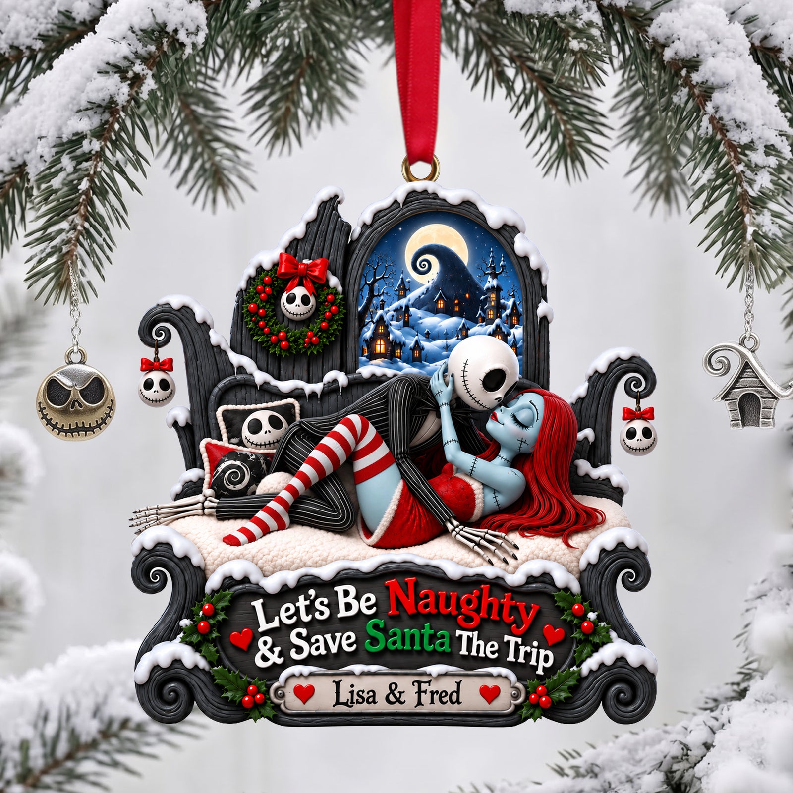Gothic Naughty Christmas Ornament - Personalized Gifts For Couple 06ohlu170926-Homacus