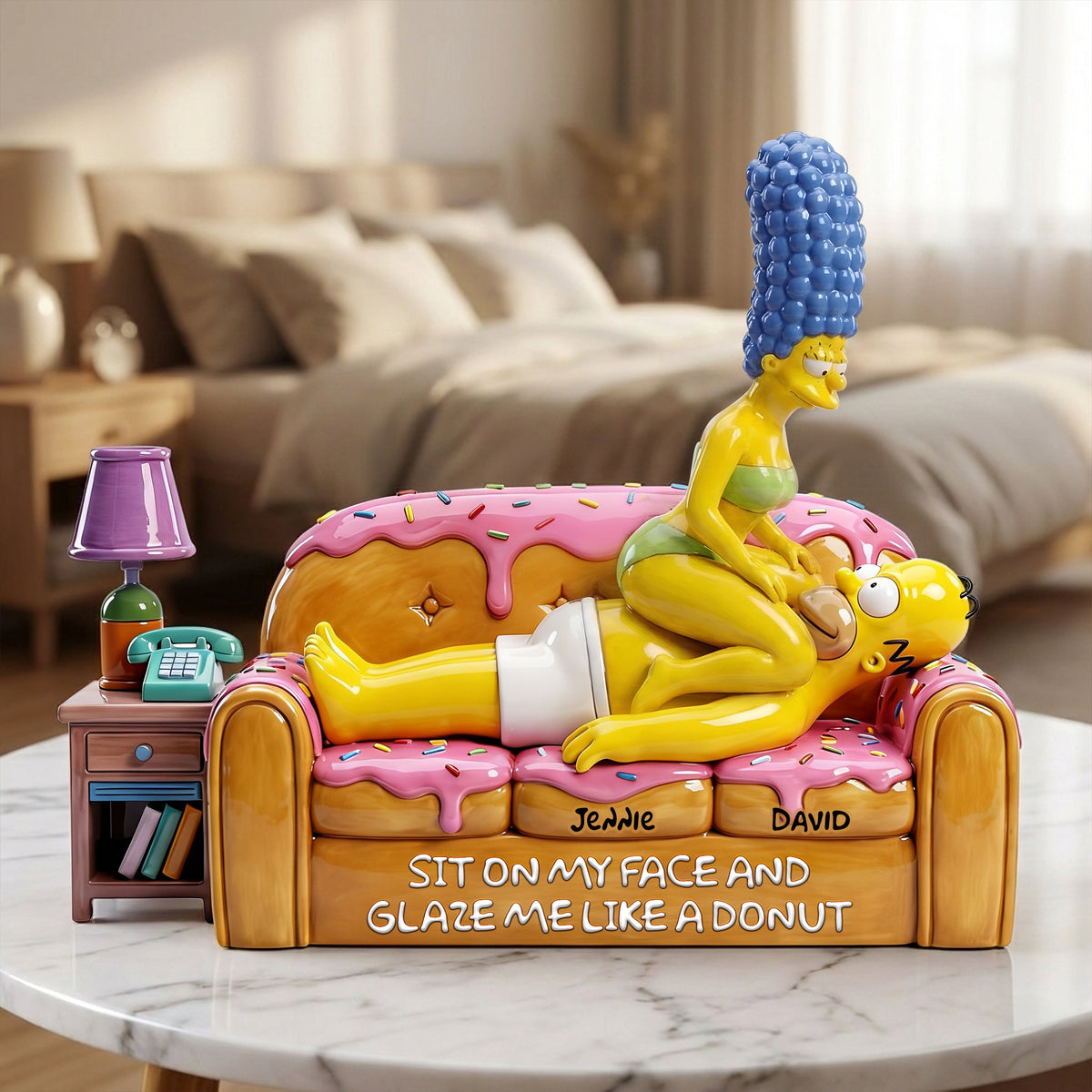 Couple On Donut Couch Acrylic Plaque - Personalized Gifts For Couple 02QHLU240126-Homacus