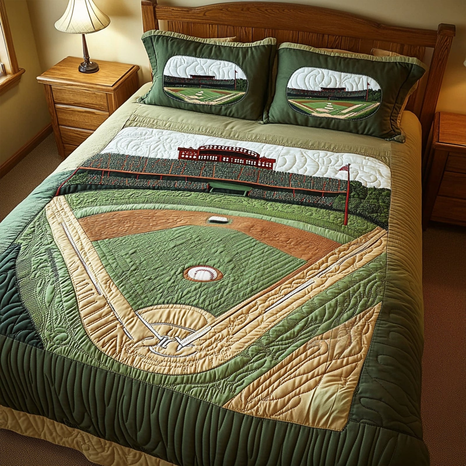 Baseball Stadium Quilt Bed Set - Gifts For Baseball Lovers 03TGLU100725-Homacus