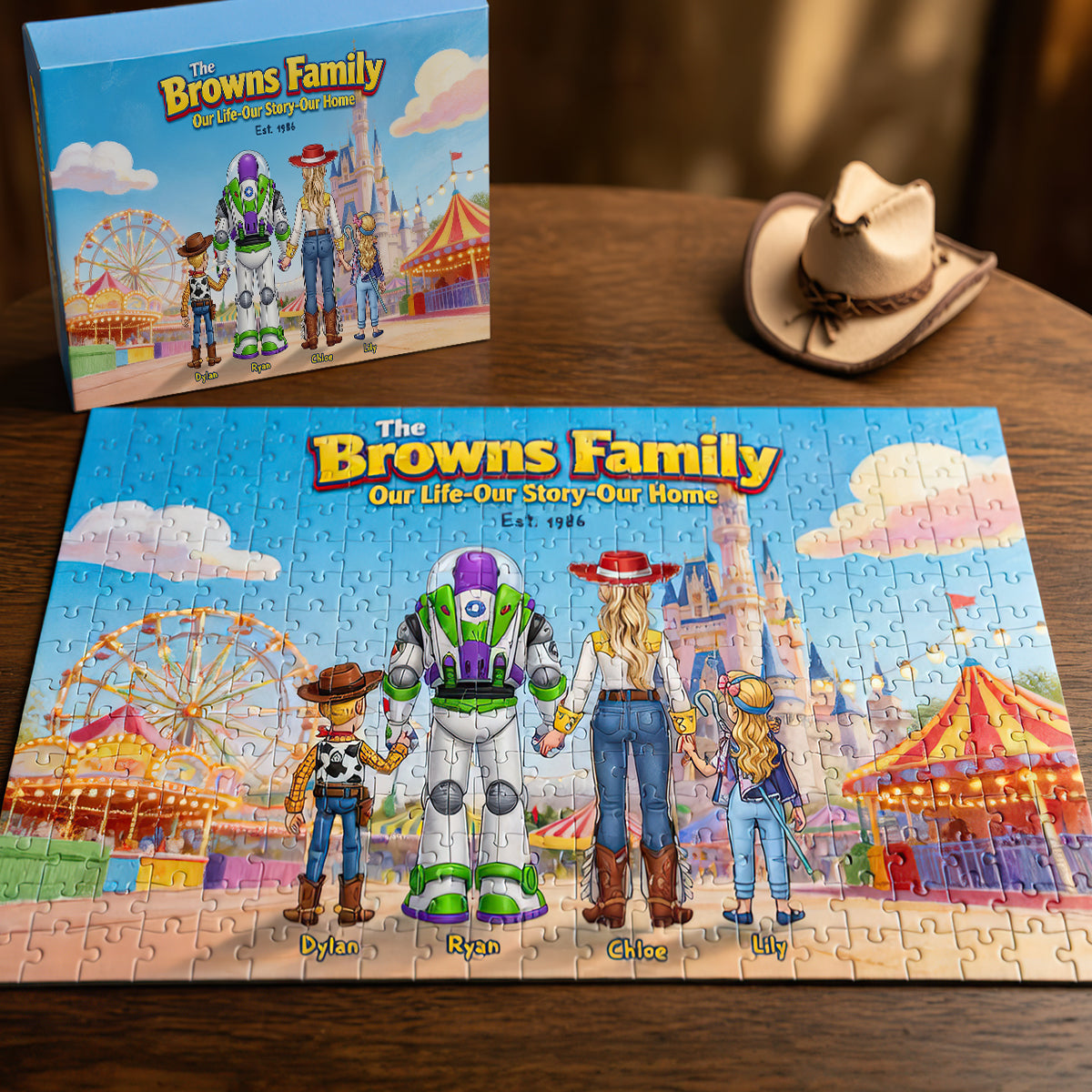 Family In Amusement Park Jigsaw Puzzle - Personalized Gifts For Family 01hudt250626-Homacus