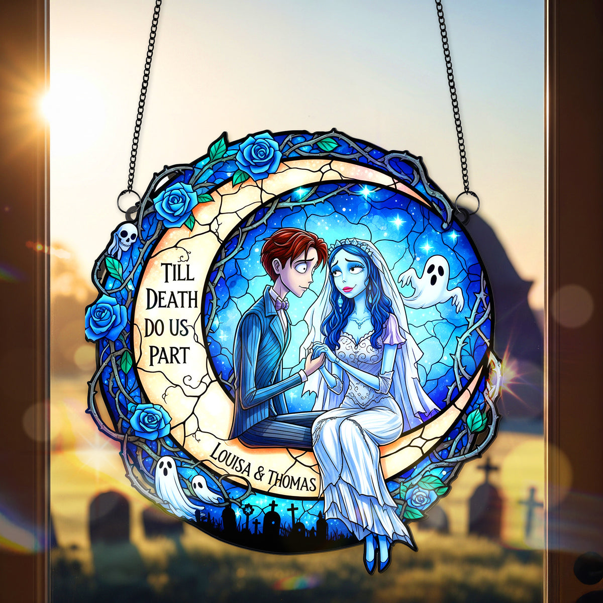 Till Death Do Us Part Suncatcher Ornament Personalized Gifts For Couple 05HUMG080825-Homacus