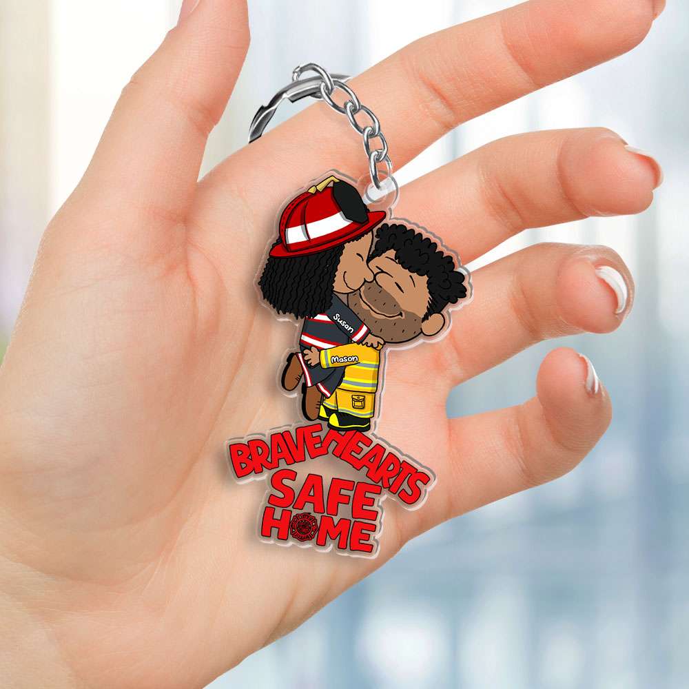Personalized Gifts For Couple Keychain Firefighter Couple 051OHMH180125HG-Homacus