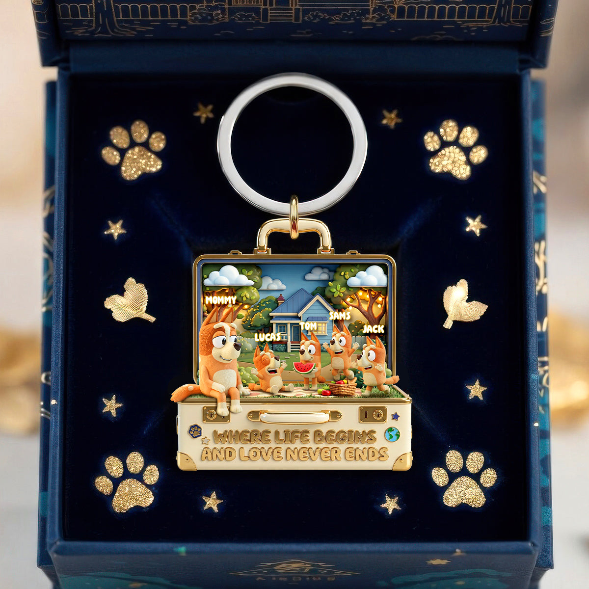 Puppy Kid And Mom Keychain - Personalized Gifts For Mother's Day Keychain 02PADH100426-Homacus